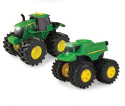 TOMY - ENSEMBLE DE 2 VÉHICULES JOHN DEERE AVEC SONS ET LUMIÈRES (MOISSONNEUSE - TRACTEUR)